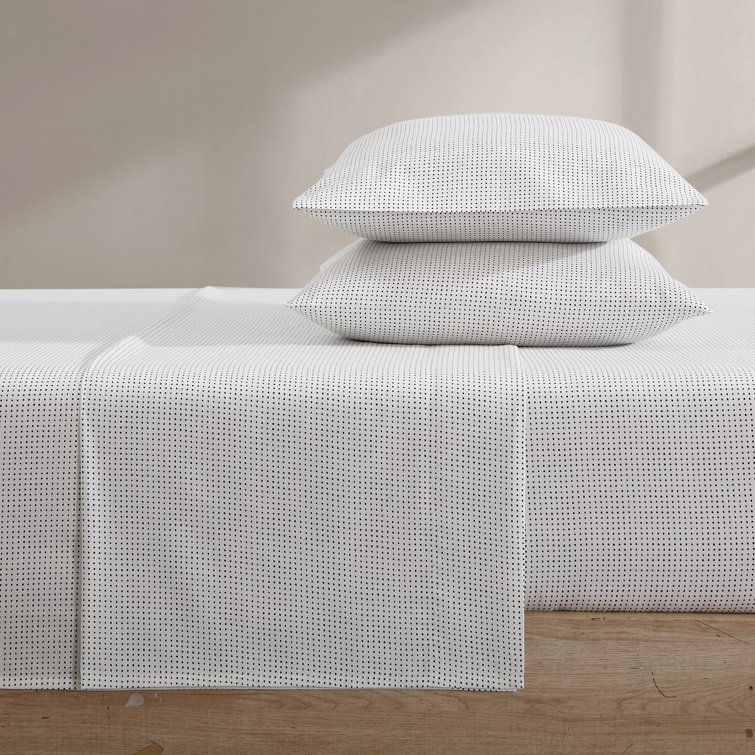 Navy and White Organic Cotton Queen Sheet Set