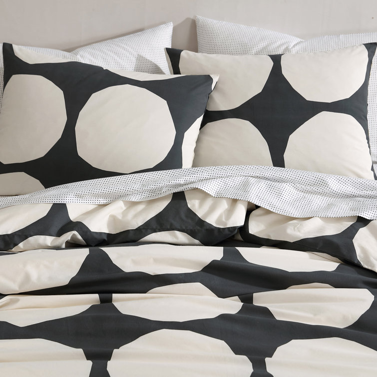 King Organic Cotton Retro Bedspread Cover Set in Black and Beige