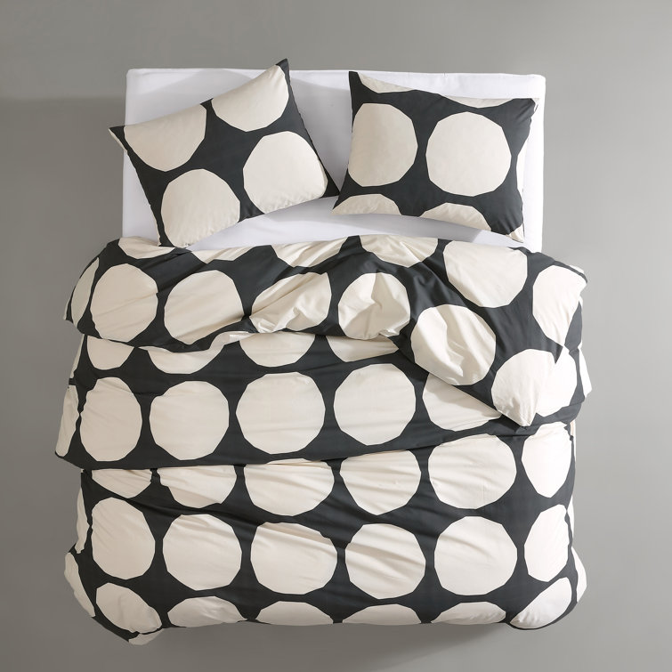 King Organic Cotton Retro Bedspread Cover Set in Black and Beige