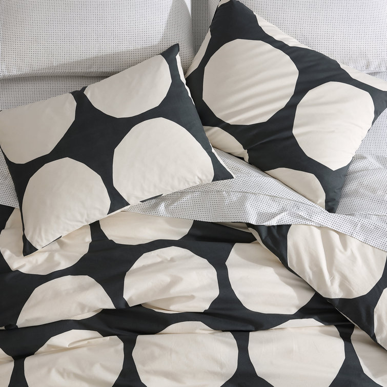 King Organic Cotton Retro Bedspread Cover Set in Black and Beige