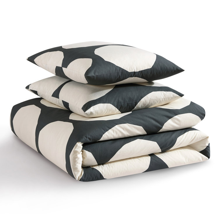 King Organic Cotton Retro Bedspread Cover Set in Black and Beige