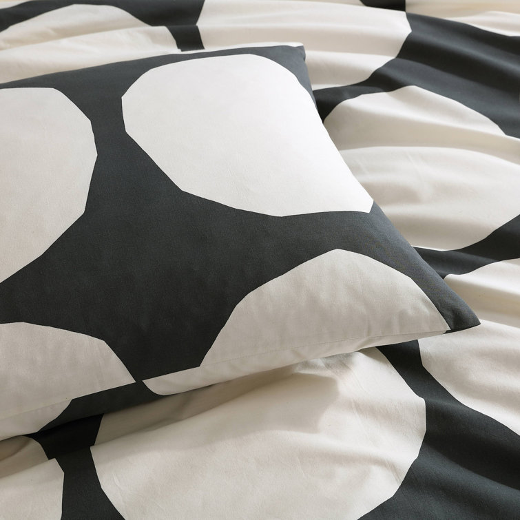 King Organic Cotton Retro Bedspread Cover Set in Black and Beige