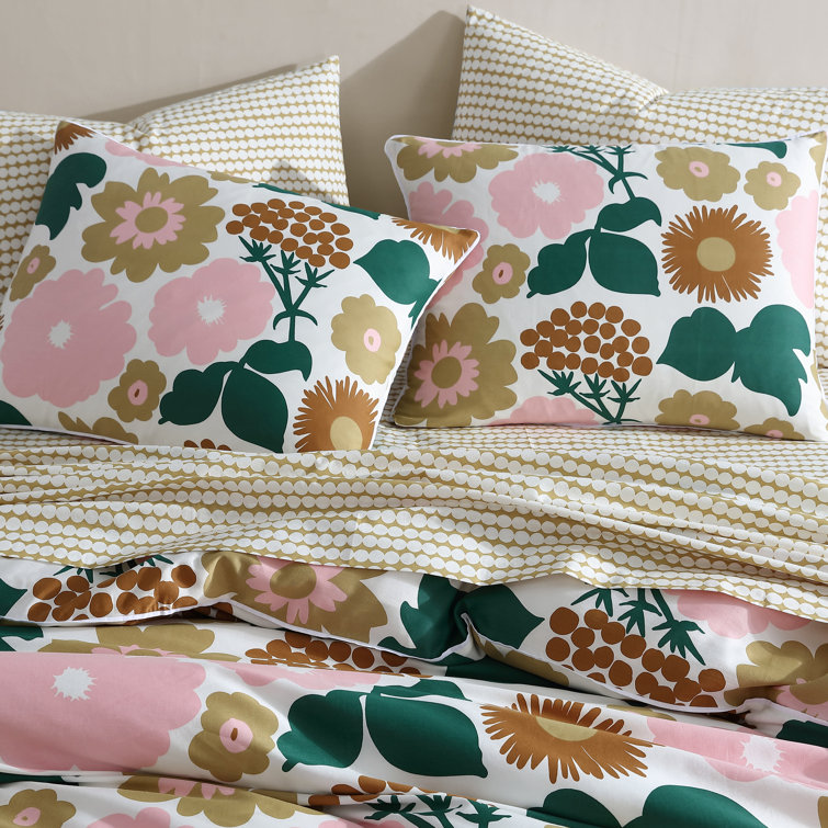 Pieni Kukkatori Pink Organic Cotton Queen Duvet Cover Set