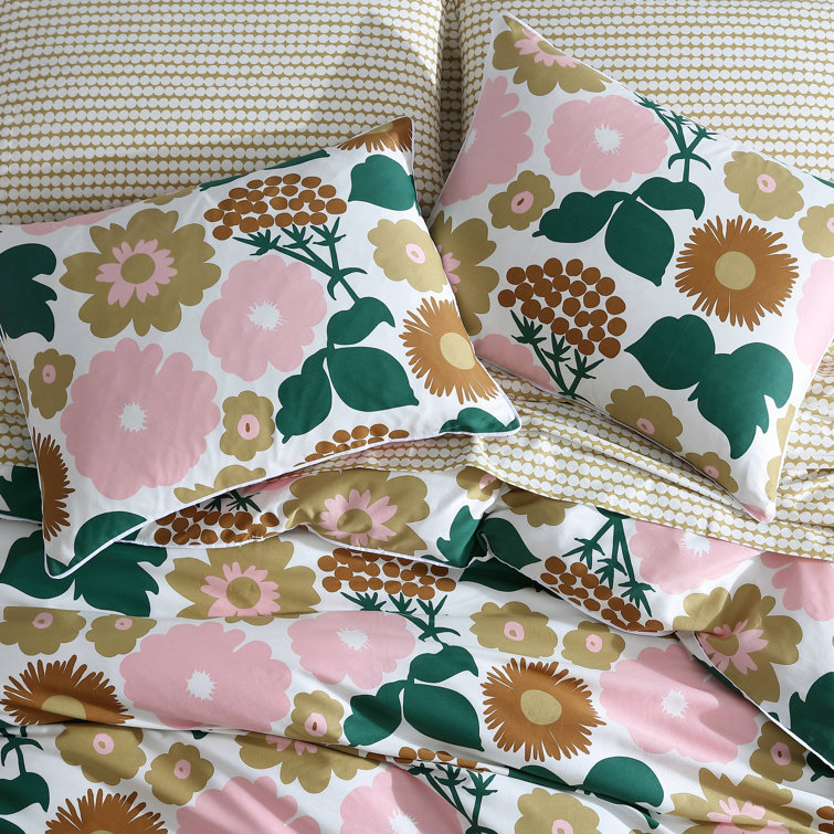 Pieni Kukkatori Pink Organic Cotton Queen Duvet Cover Set