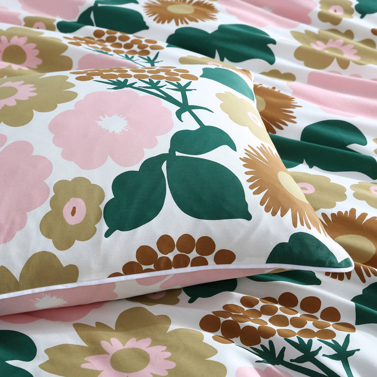 Pieni Kukkatori Pink Organic Cotton Queen Duvet Cover Set