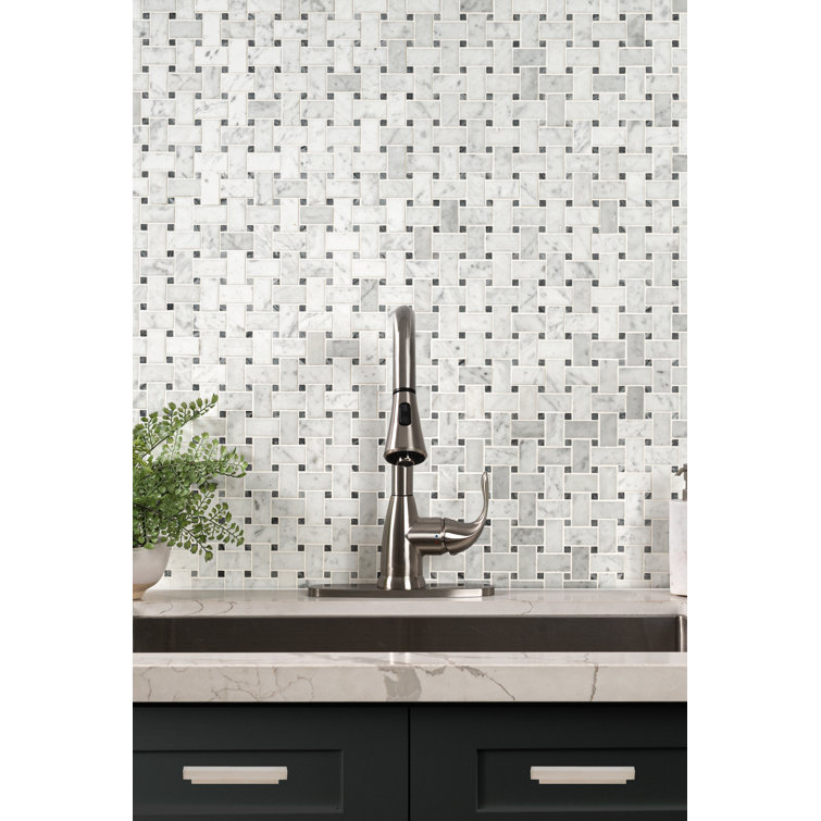 Carrara White Basketweave Honed Marble Mosaic Tile Sheet