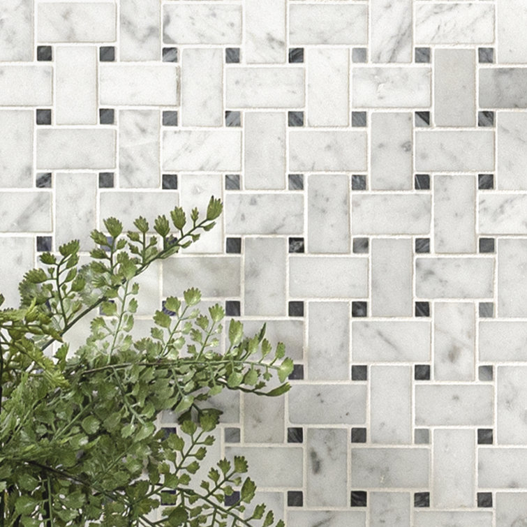 Carrara White Basketweave Honed Marble Mosaic Tile Sheet