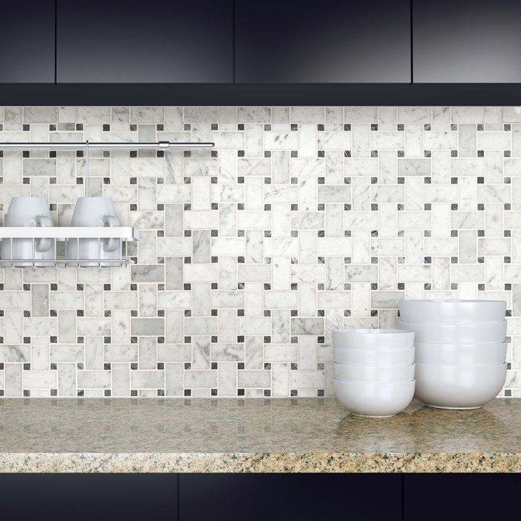 Carrara White Basketweave Honed Marble Mosaic Tile Sheet