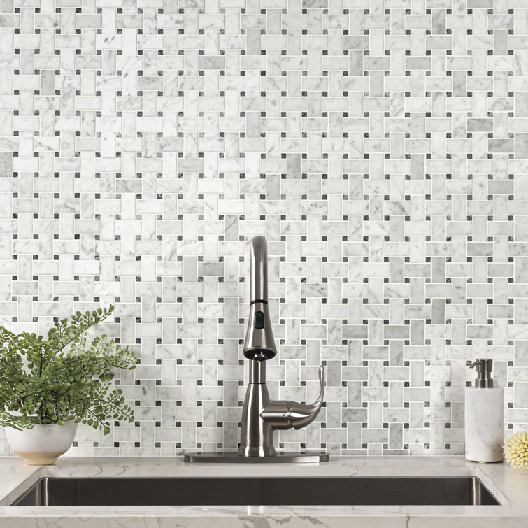 Carrara White Basketweave Honed Marble Mosaic Tile Sheet