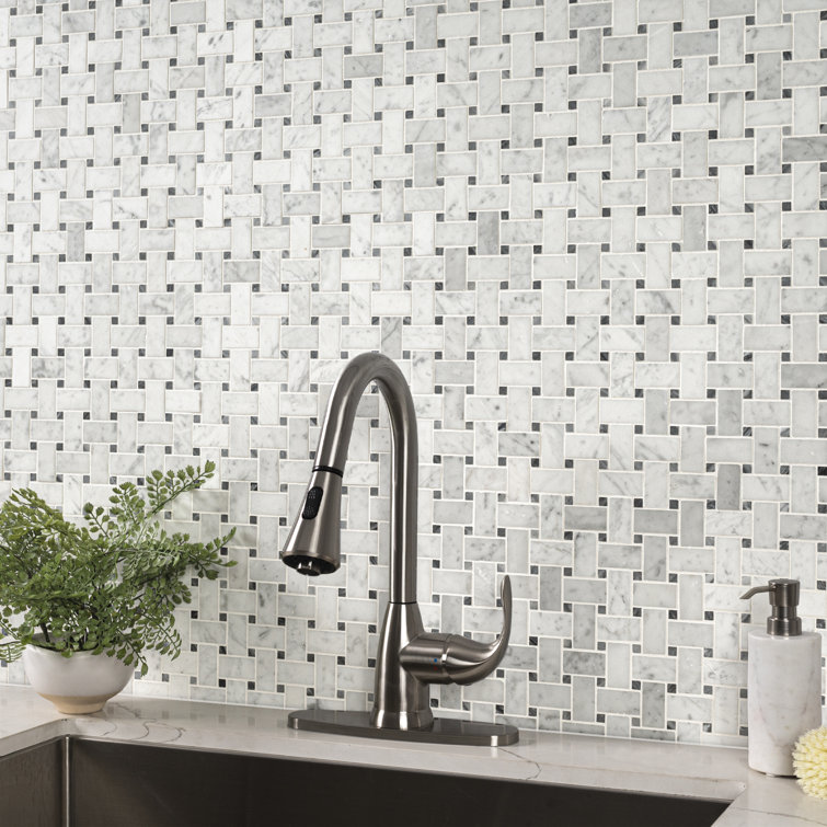 Carrara White Basketweave Honed Marble Mosaic Tile Sheet