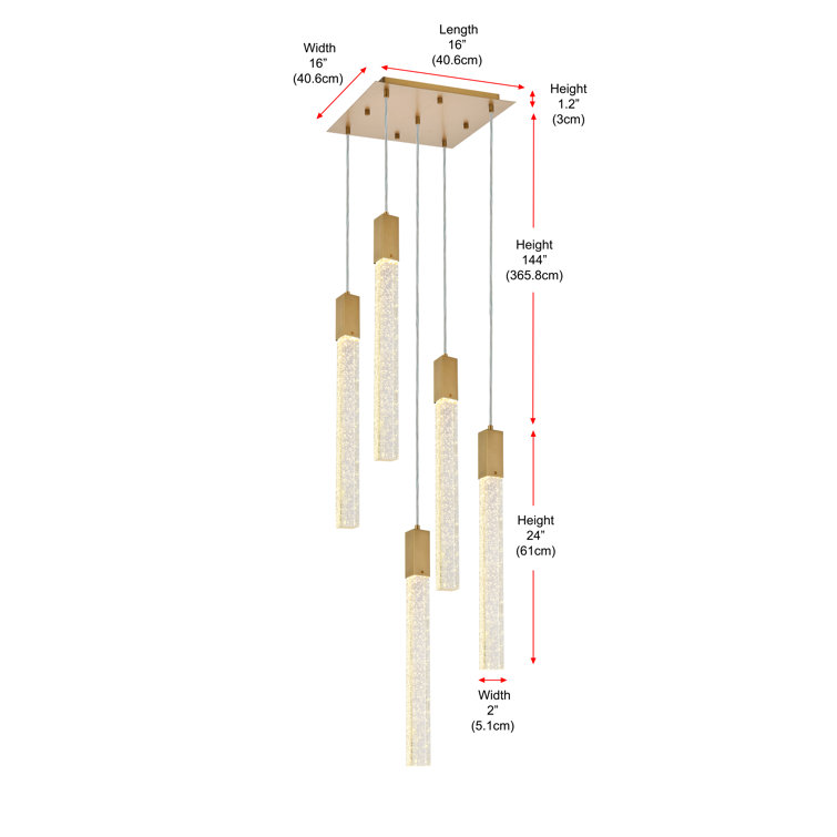 Weston Satin Gold 5-Light LED Crystal Pendant