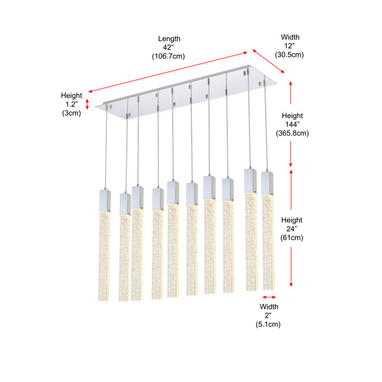 Chrome and Crystal 10-Light Adjustable Island Pendant