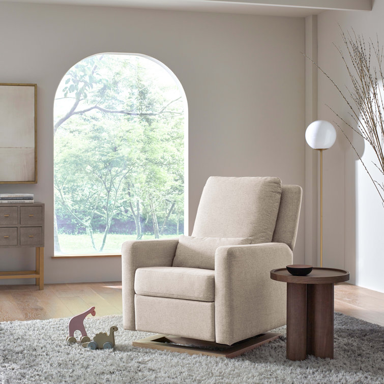 Cortado Shearling Swivel Recliner with Sustainably Sourced Wood