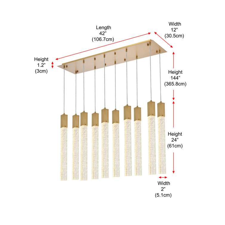 Satin Gold Crystal LED 10-Light Island Pendant