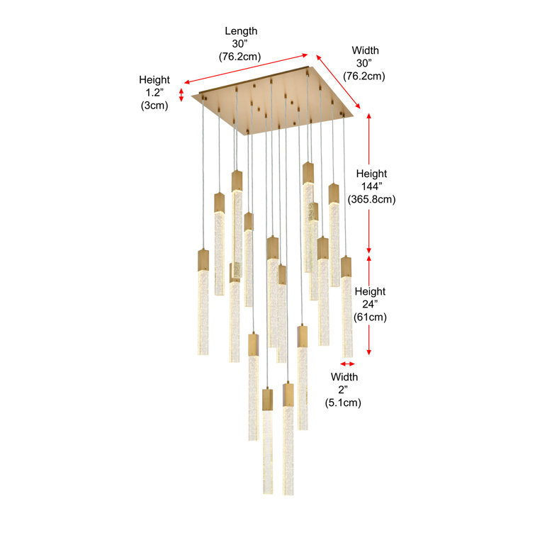 Weston Satin Gold 16-Light Crystal Pendant