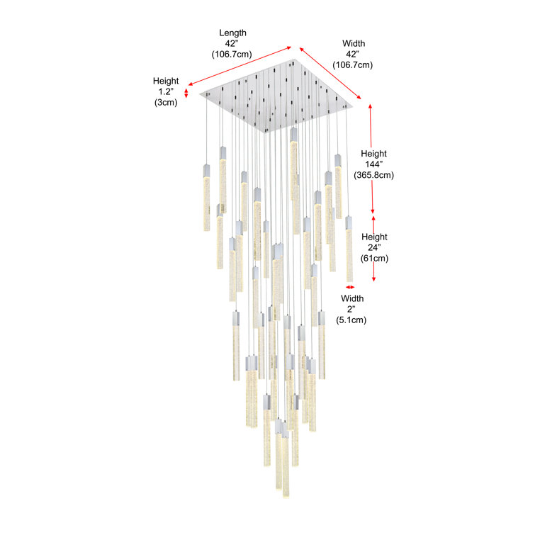 Chrome 36-Light LED Pendant with Glass and Metal