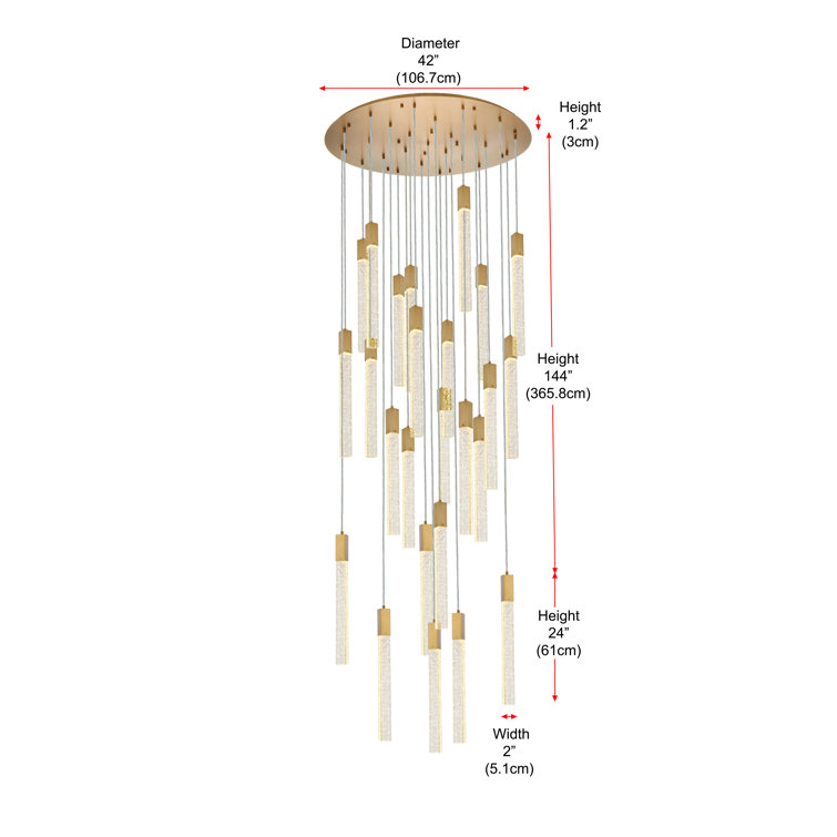 Satin Gold 25-Light Metal and Crystal Pendant