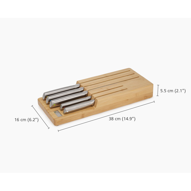 Joseph Joseph Joseph Joseph Elevate Steel 5-Piece Knife Set with In-Drawer Bamboo Storage Tray
