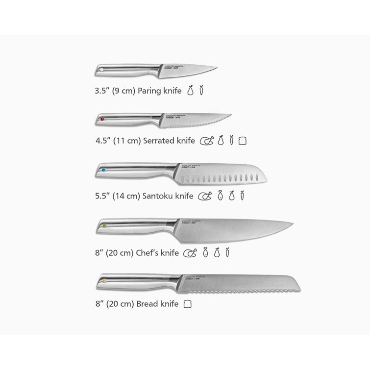 Joseph Joseph Joseph Joseph Elevate™ Steel 5-Piece Knife Set with Bamboo Block