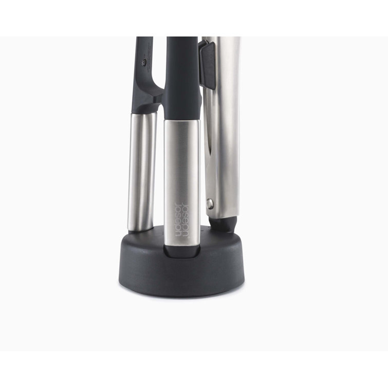 Stainless Steel and Silicone 3-Piece Utensil Set with Stand