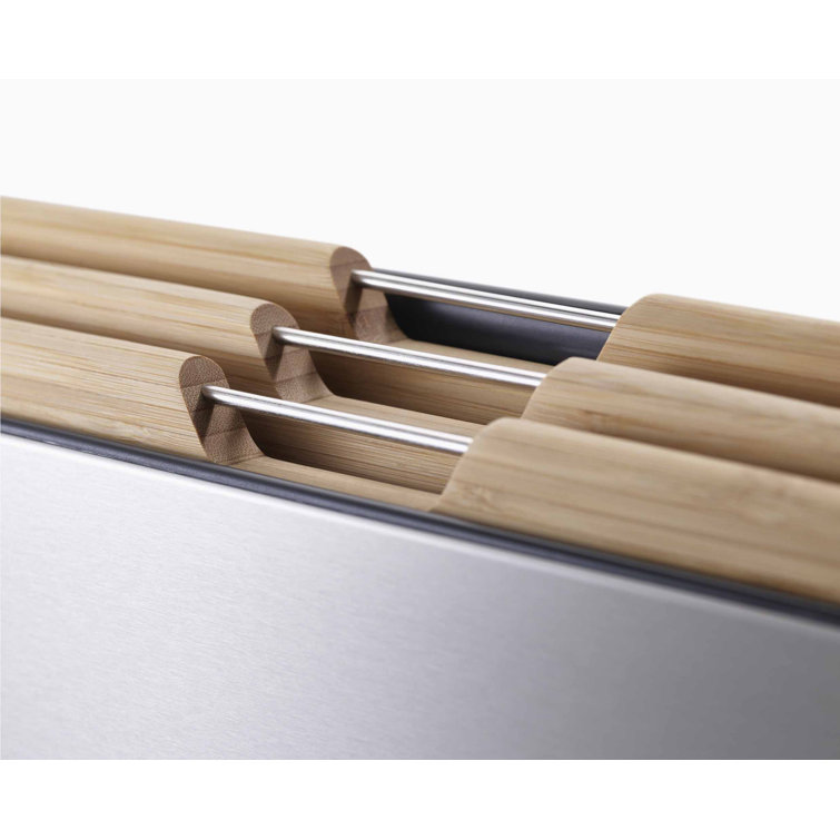 Stainless Steel and Bamboo 3-Piece Rectangular Chopping Board Set