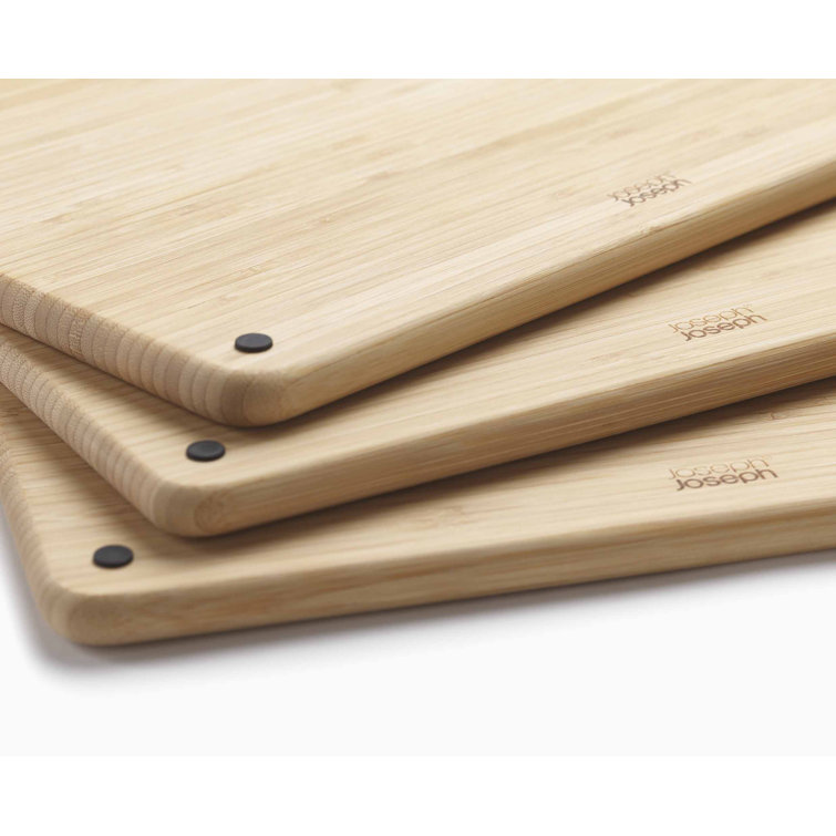 Stainless Steel and Bamboo 3-Piece Rectangular Chopping Board Set
