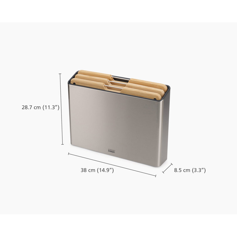 Stainless Steel and Bamboo 3-Piece Rectangular Chopping Board Set