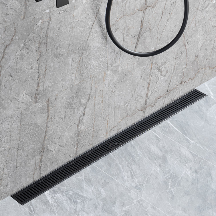 36'' Matte Black Stainless Steel Linear Grid Shower Drain
