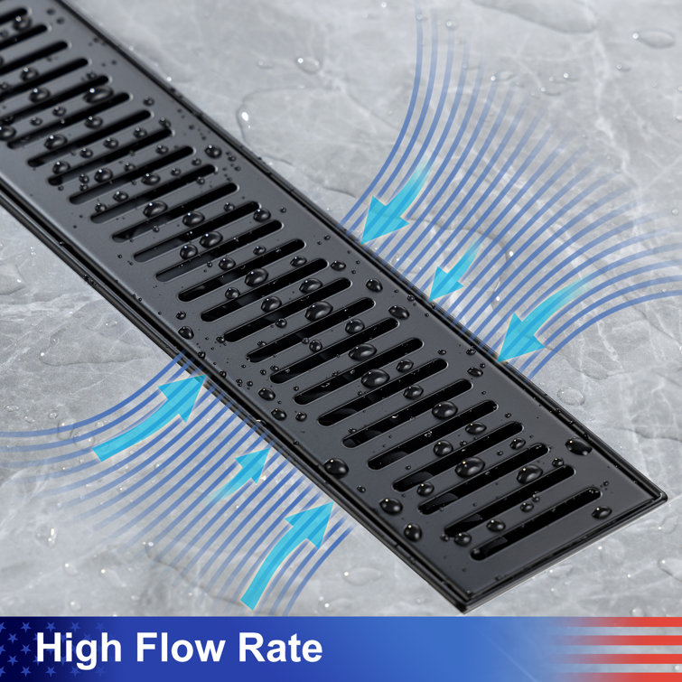 36'' Matte Black Stainless Steel Linear Grid Shower Drain