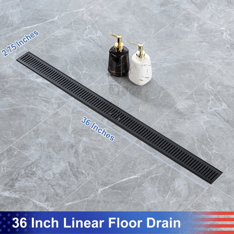 36'' Matte Black Stainless Steel Linear Grid Shower Drain