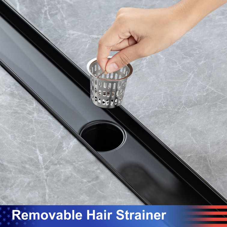 36'' Matte Black Stainless Steel Linear Grid Shower Drain