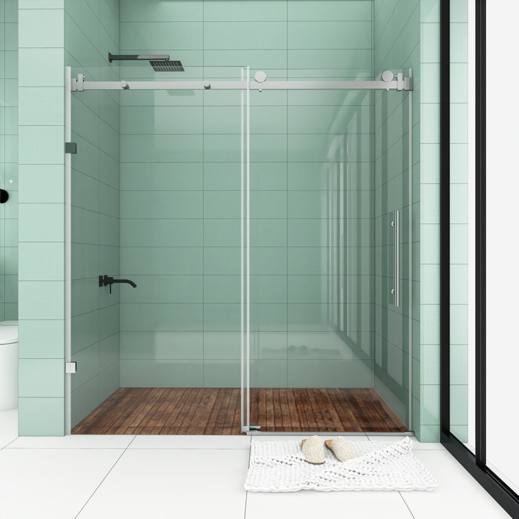 60'' W x 76'' H Brushed Nickel Frameless Sliding Shower Door