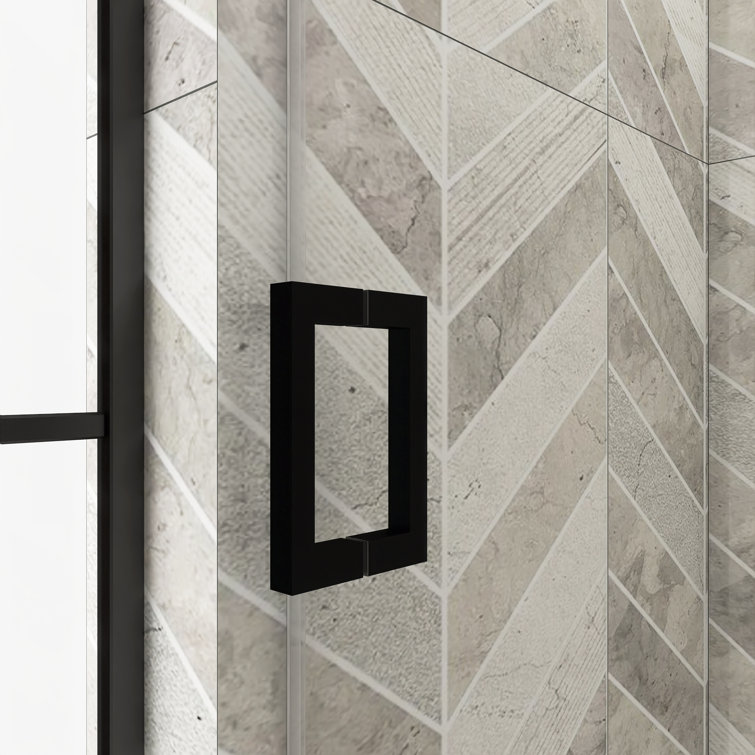 72'' Matte Black Frameless Sliding Shower Door with Clear Glass