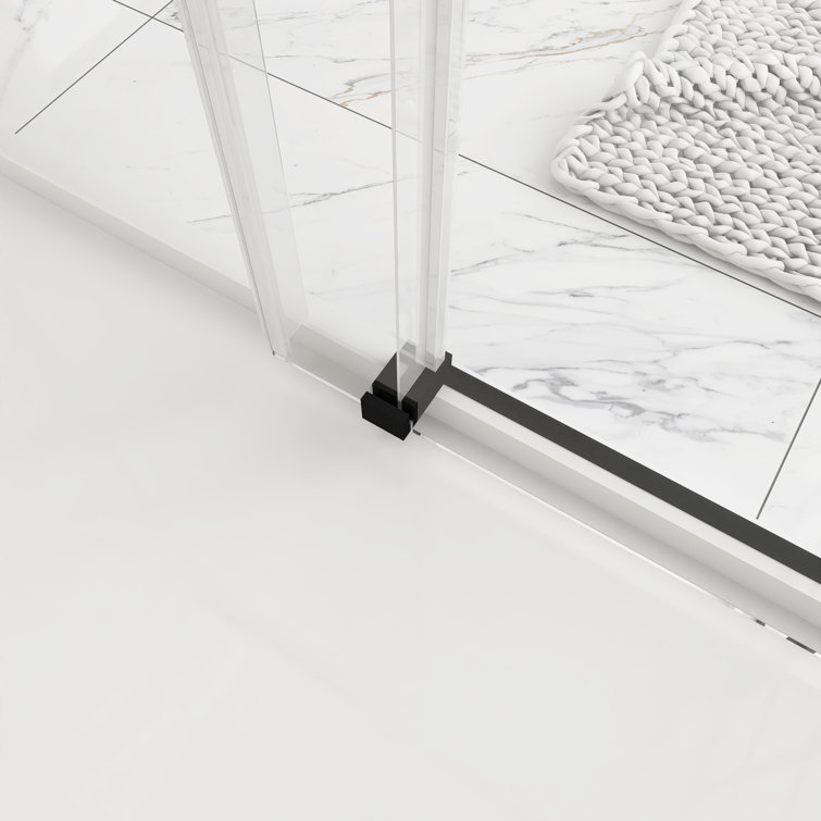 72'' Matte Black Frameless Sliding Shower Door with Clear Glass
