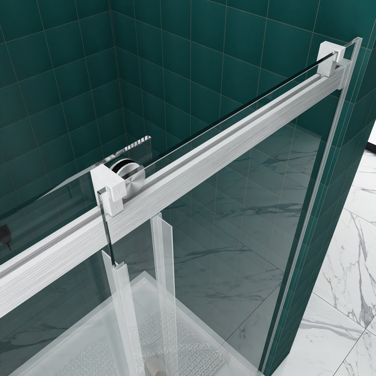 72'' W x 76'' H Brushed Nickel Frameless Sliding Shower Door