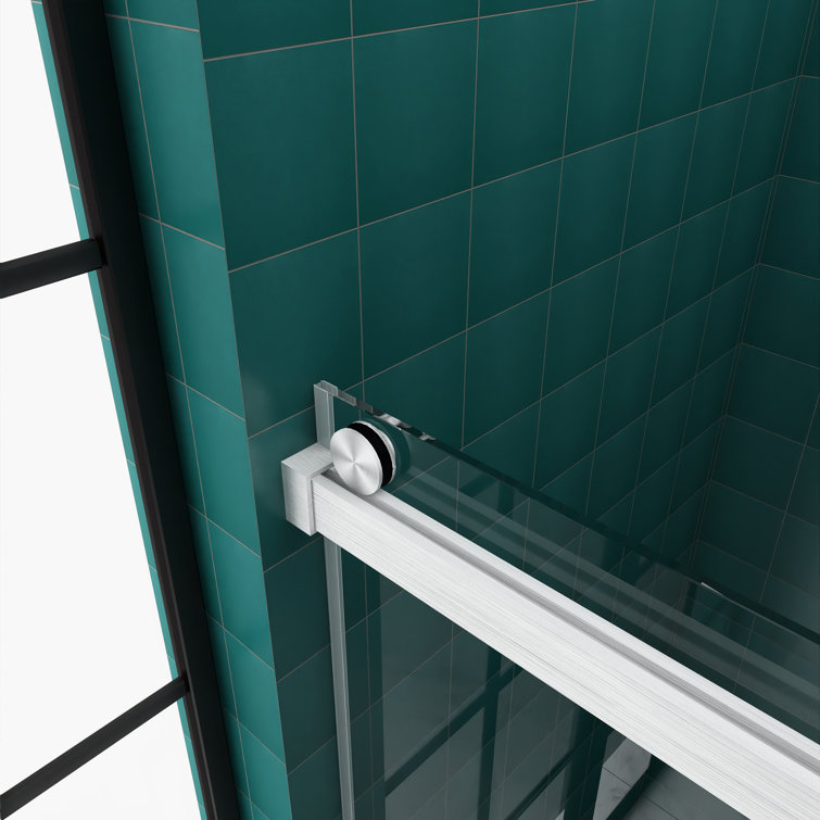 72'' W x 76'' H Brushed Nickel Frameless Sliding Shower Door