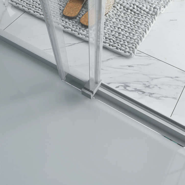 72'' W x 76'' H Brushed Nickel Frameless Sliding Shower Door