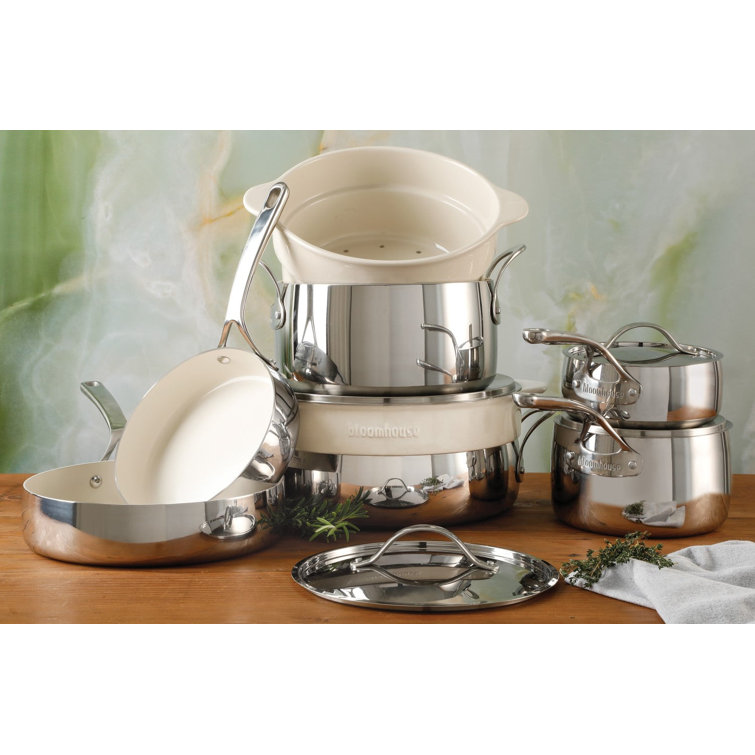 12-Piece White Non-Stick Stainless Steel Cookware Set