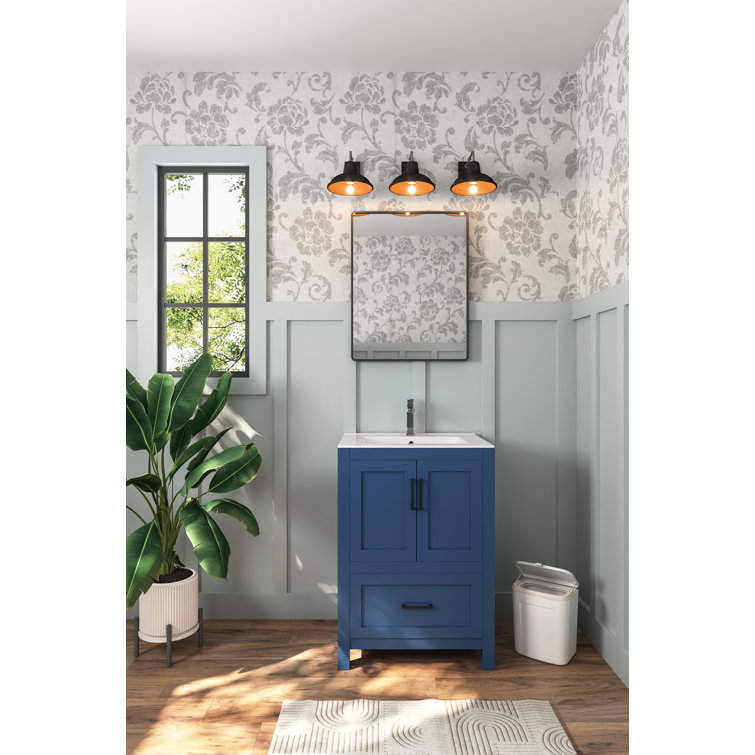 24" White Ceramic Rectangular Single Bathroom Vanity Top with Sink