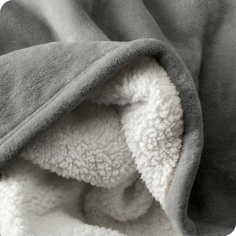 Plush Sherpa Fleece Twin/Twin XL Reversible Blanket in Dark Blue