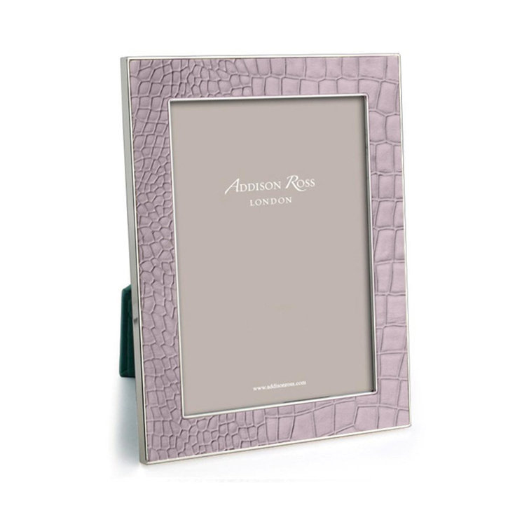 Mocha Faux Croc 4x6 Silver Picture Frame