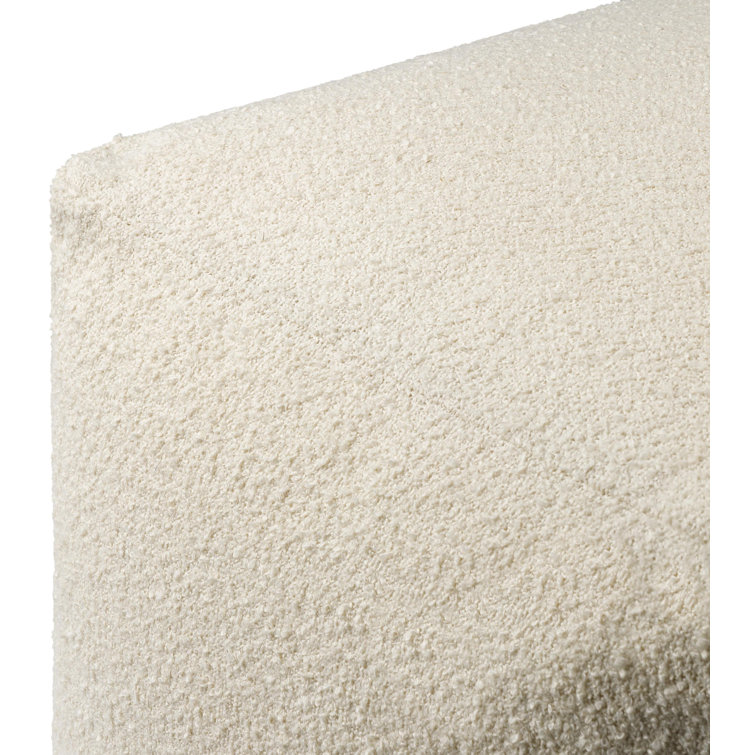 Gwenelle White Cotton Polyester Upholstered Square Pouf