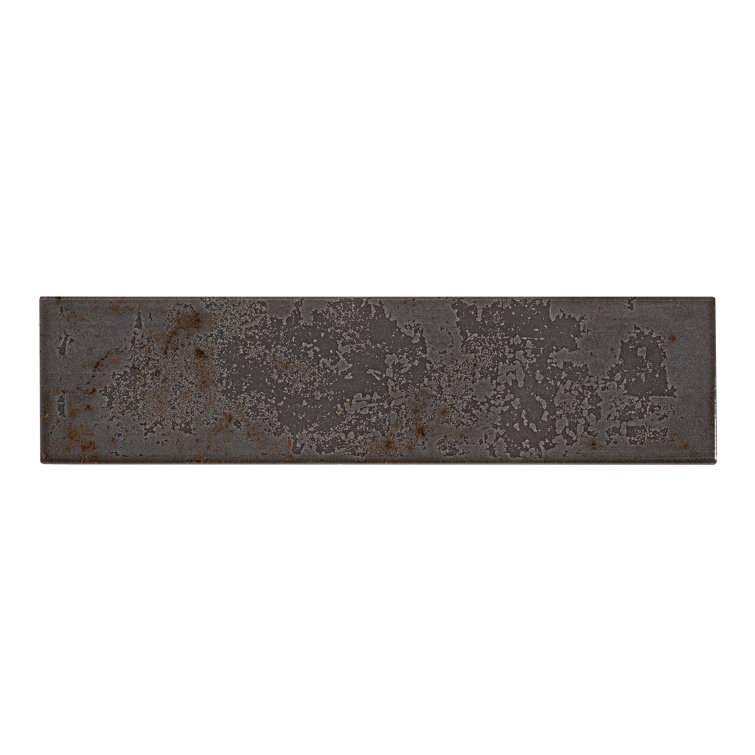Serenite 4-in x 16-in Black Glazed Porcelain Wall Tile