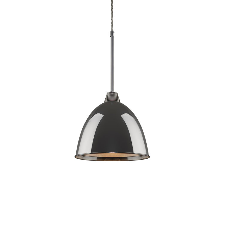 Classic LED Mini Pendant in Matte Chrome with Black Aluminum Shade