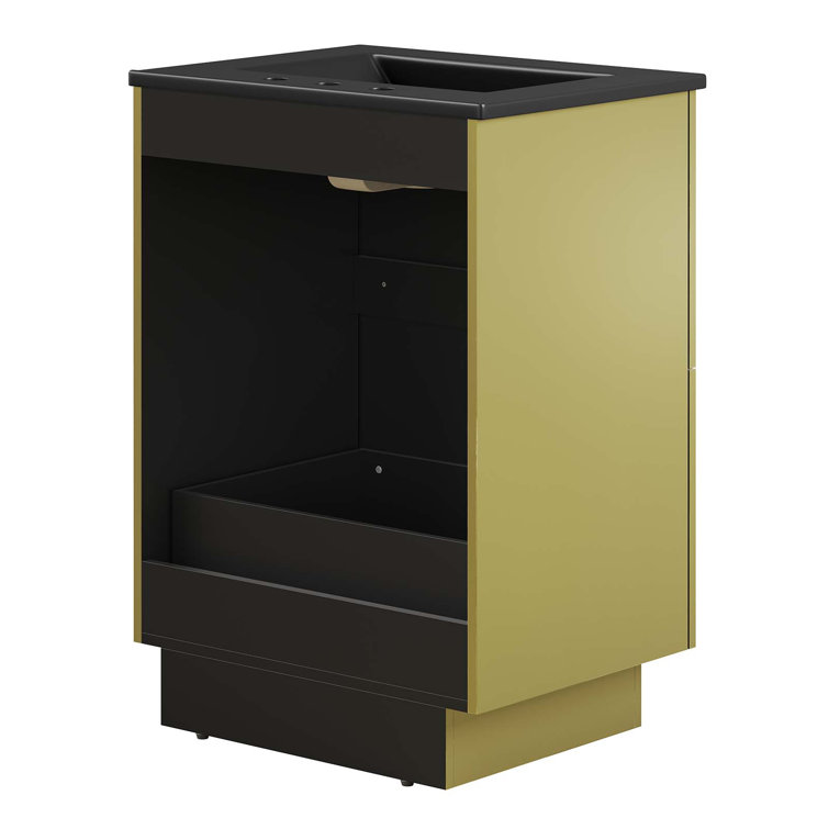 Quantum 24" Black and Gold Freestanding Bathroom Vanity