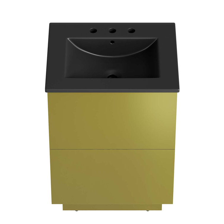 Quantum 24" Black and Gold Freestanding Bathroom Vanity