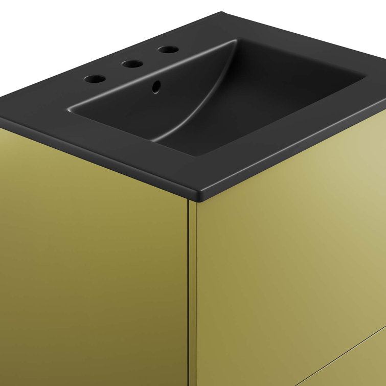 Quantum 24" Black and Gold Freestanding Bathroom Vanity