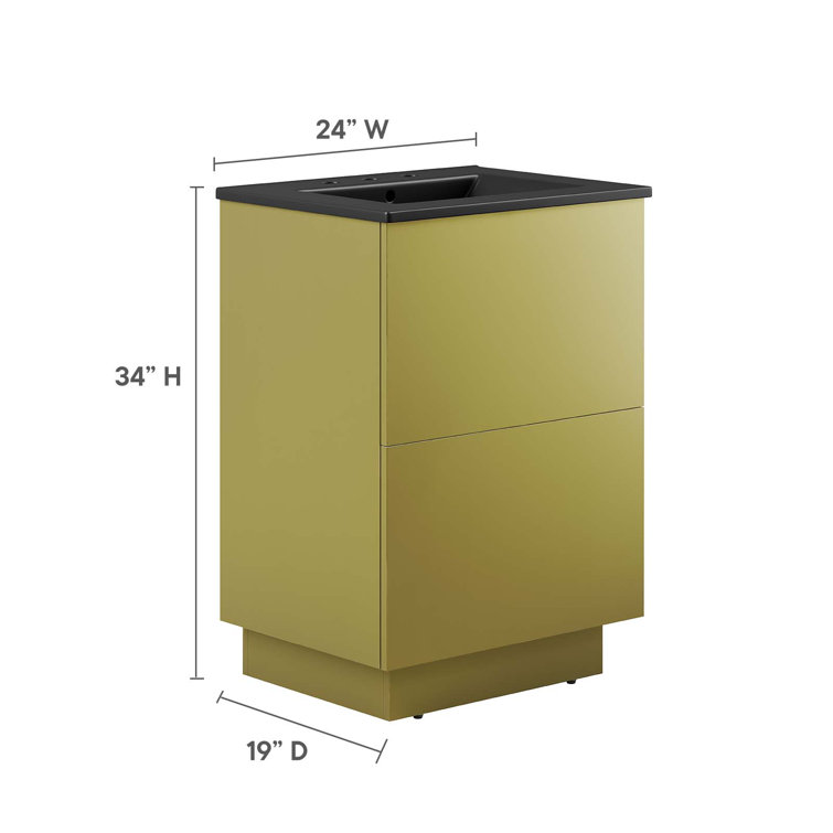 Quantum 24" Black and Gold Freestanding Bathroom Vanity