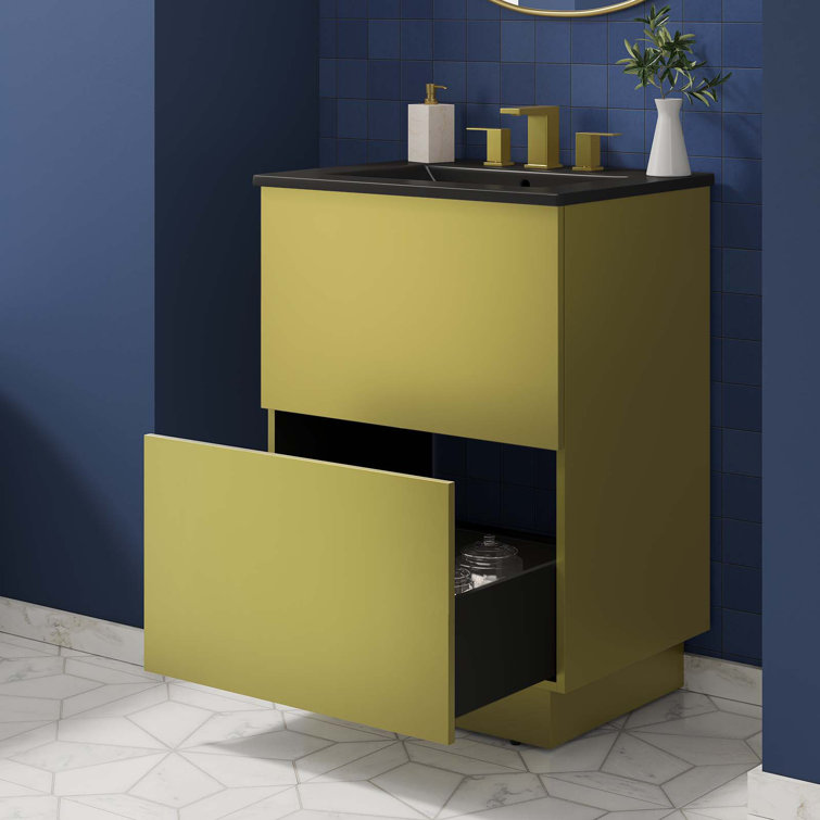 Quantum 24" Black and Gold Freestanding Bathroom Vanity