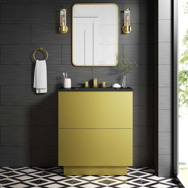 Quantum 30'' Black and Gold Freestanding Bathroom Vanity